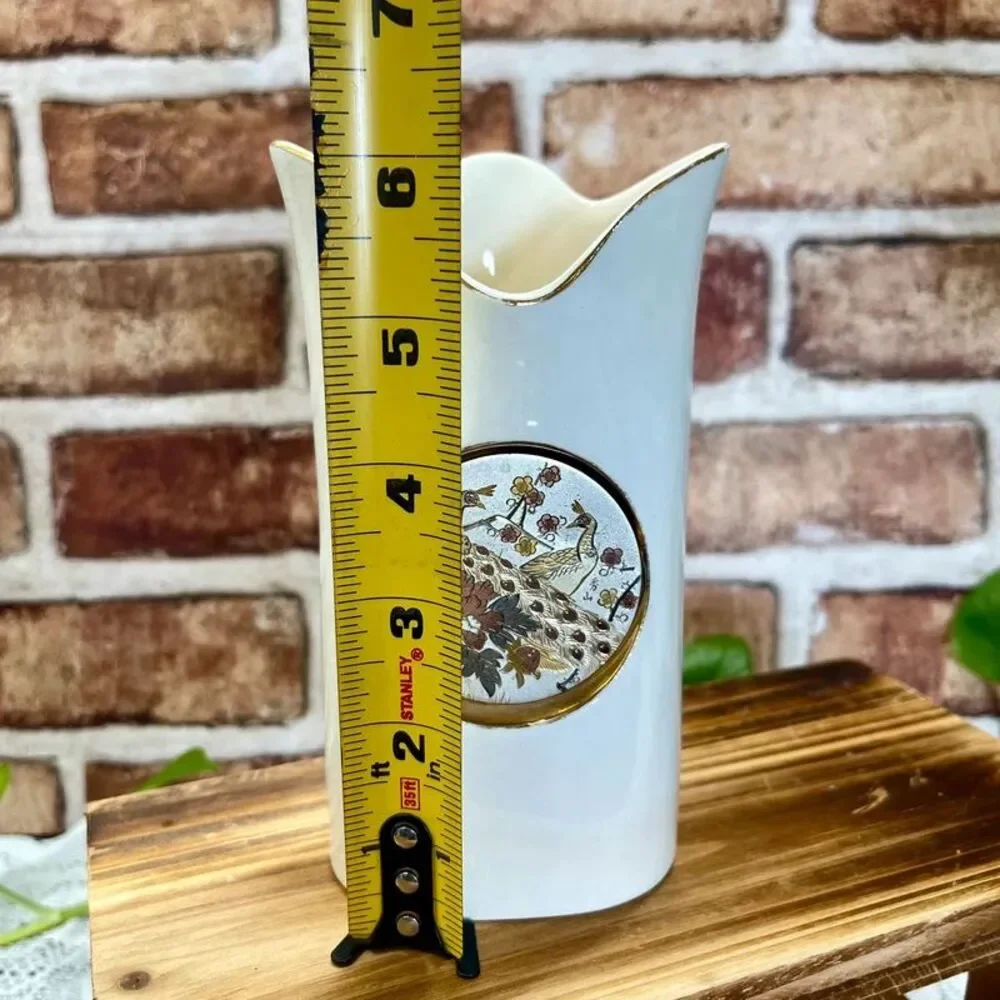 VTG Westland Co Japan Gold Gilded Engraved Handcrafted Porcelain Vase Peacock